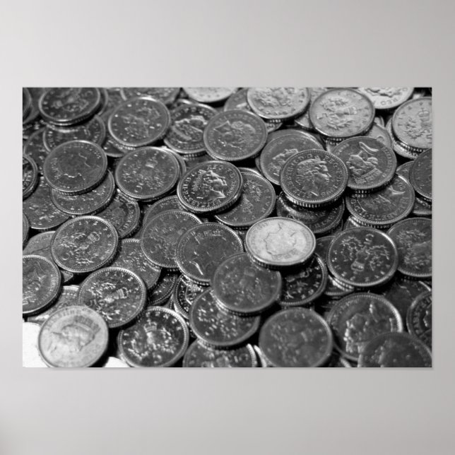 UK 5-pence piece coins Poster (Front)