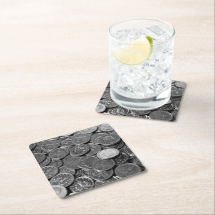 UK 5-pence piece coins Square Paper Coaster
