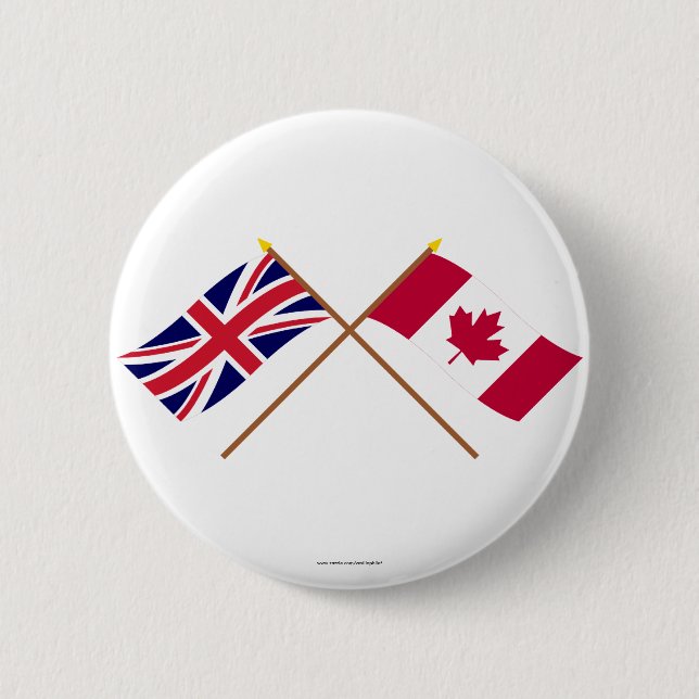UK and Canada Crossed Flags 6 Cm Round Badge (Front)