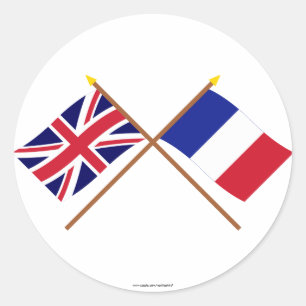 UK and France Crossed Flags Classic Round Sticker