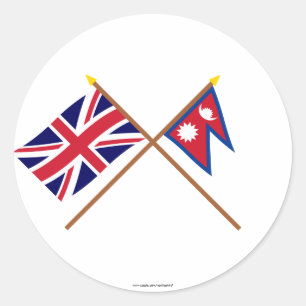 UK and Nepal Crossed Flags Classic Round Sticker