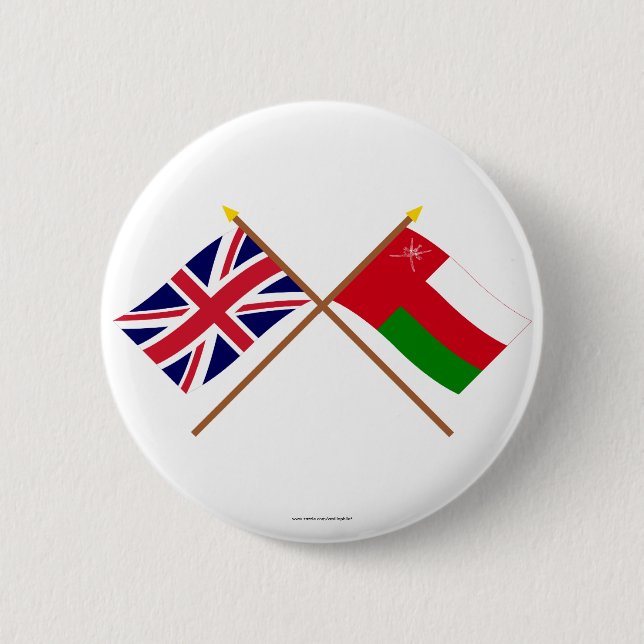 UK and Oman Crossed Flags 6 Cm Round Badge (Front)