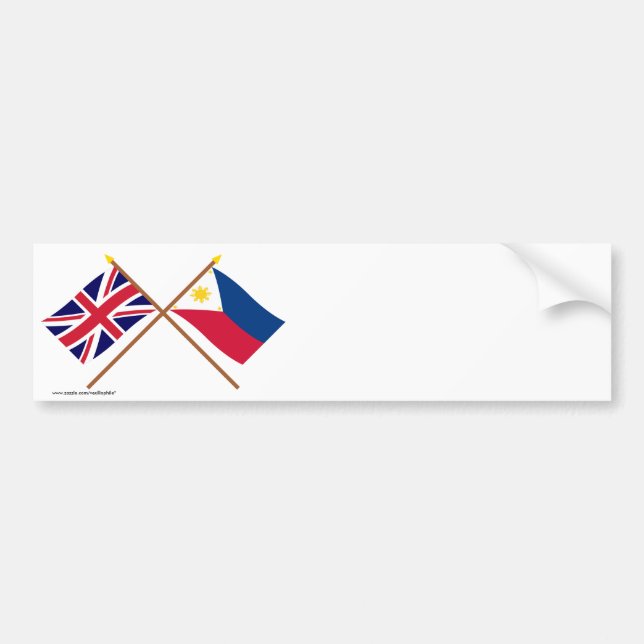 UK and Philippines Crossed Flags Bumper Sticker (Front)