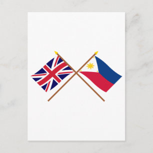 UK and Philippines Crossed Flags Postcard