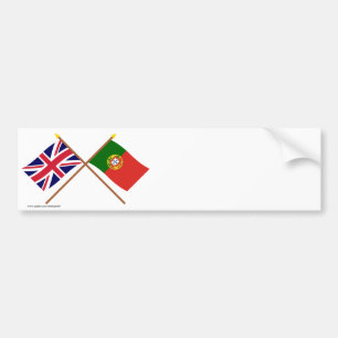 UK and Portugal Crossed Flags Bumper Sticker