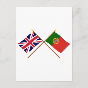 UK and Portugal Crossed Flags Postcard