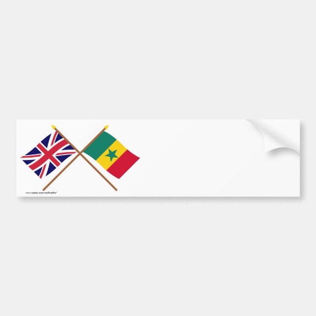 UK and Senegal Crossed Flags Bumper Sticker (Front)