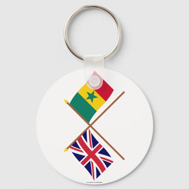 UK and Senegal Crossed Flags Key Ring (Front)