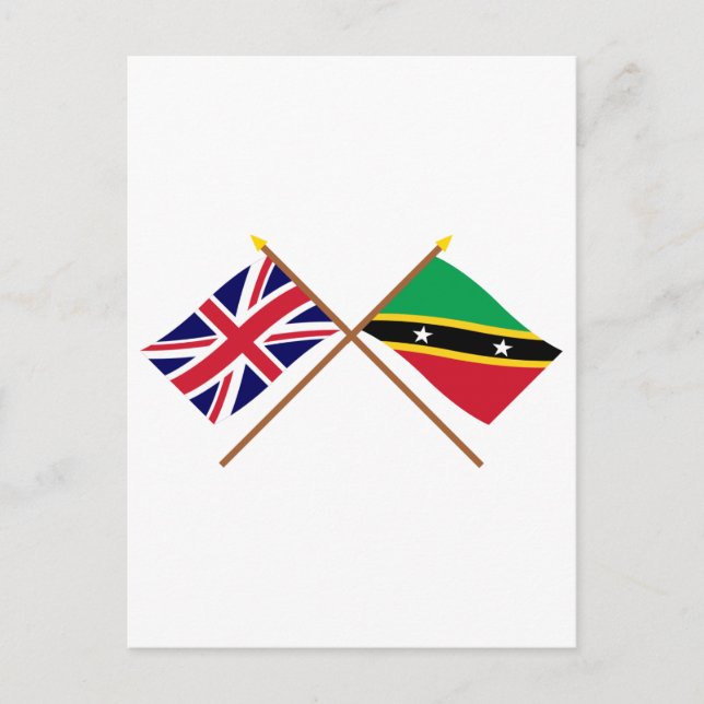 UK and St Kitts & Nevis Crossed Flags Postcard (Front)