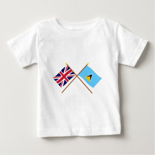 UK and St Lucia Crossed Flags Baby T-Shirt