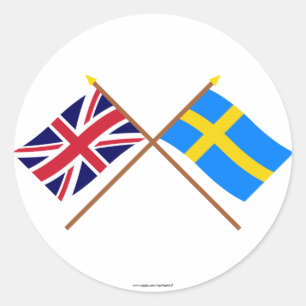 UK and Sweden Crossed Flags Classic Round Sticker
