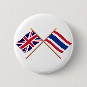 UK and Thailand Crossed Flags 6 Cm Round Badge
