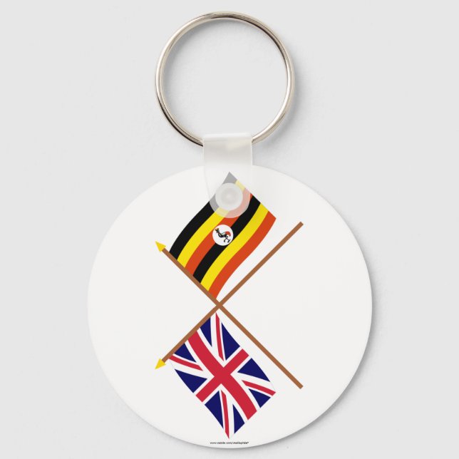 UK and Uganda Crossed Flags Key Ring (Front)