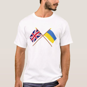 UK and Ukraine Crossed Flags T-Shirt