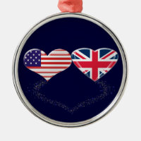 UK and USA Hearts Flag and Ticker tape