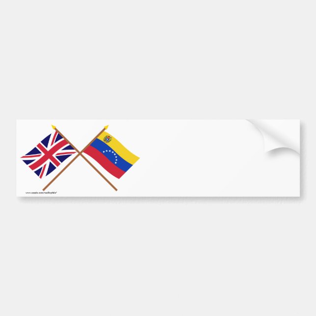 UK and Venezuela Crossed Flags Bumper Sticker (Front)