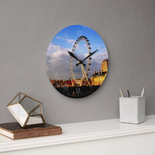 UK Beautiful LONDON EYE Scenery Large Clock