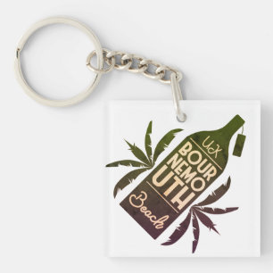 UK Bournemouth Beach Green Bottle Key Ring