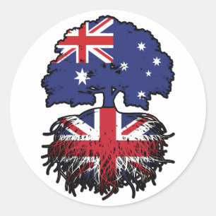 UK British Australian Australia Tree Roots Flag Classic Round Sticker