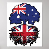 UK British Australian Australia Tree Roots Flag