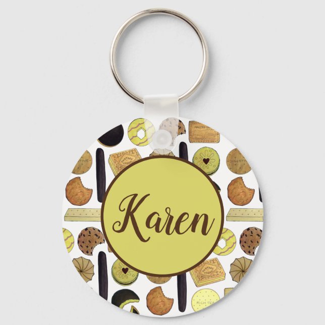UK British Biscuits Shortbread Rich Tea Digestives Key Ring (Front)