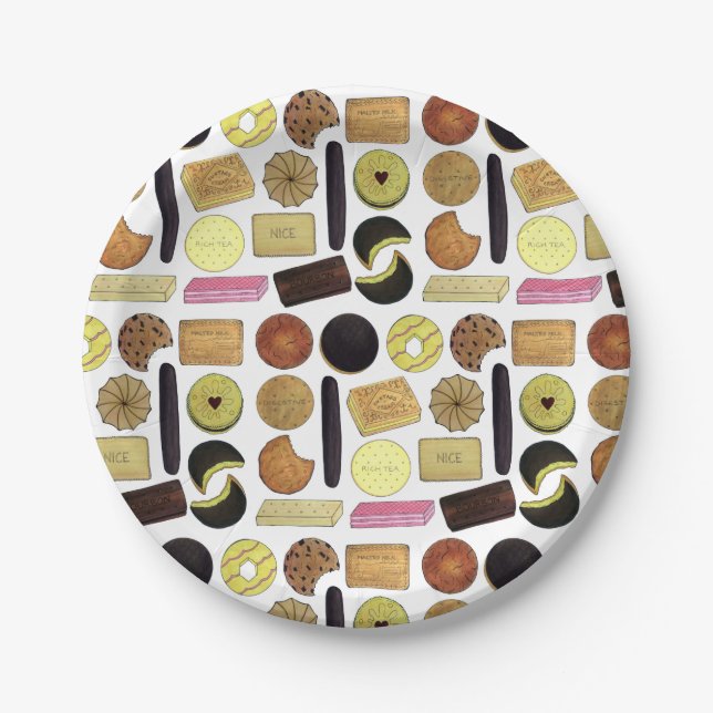UK British Biscuits Shortbread Rich Tea Digestives Paper Plate (Front)