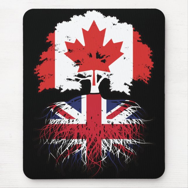 UK British Canadian Canada Tree Roots Flag Mouse Pad (Front)