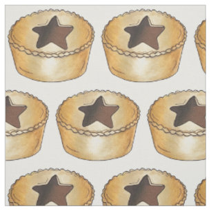 UK British Christmas Fruit Mince Pie Festive Food Fabric