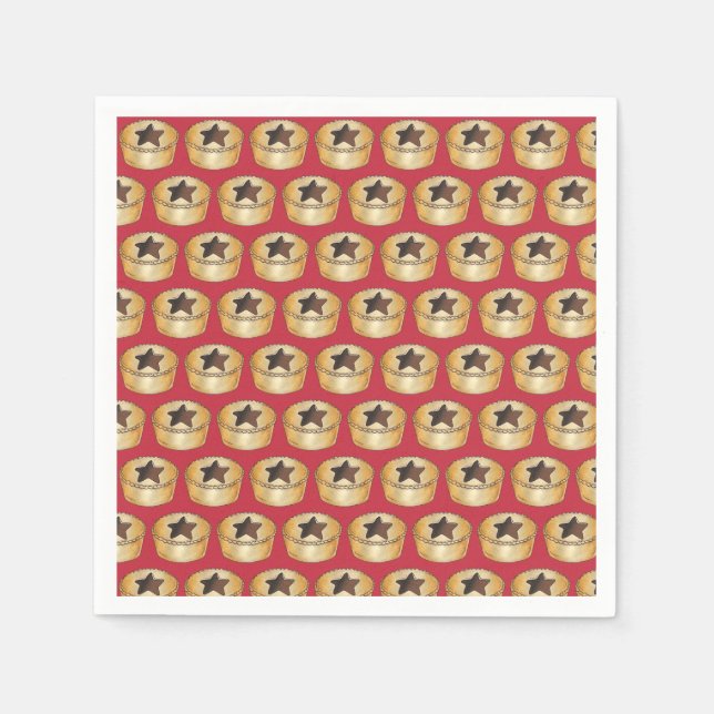 UK British Christmas Fruit Mince Pie Festive Food Napkin (Front)