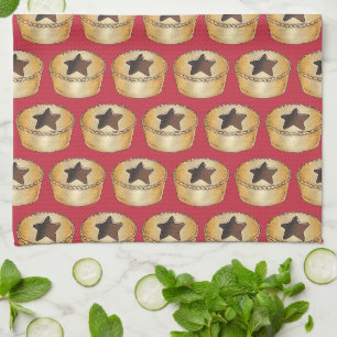UK British Christmas Fruit Mince Pie Festive Food Tea Towel