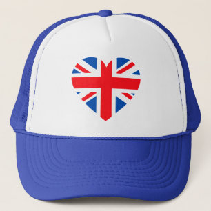 UK British Flag Heart Great Britain Trucker Hat