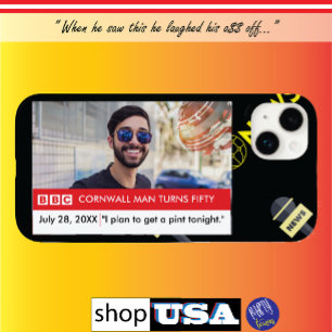 UK British Funny 50th Birthday Fake News iPhone 14 Plus Case