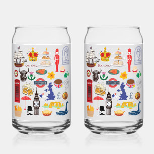 UK British Symbols Can Glass