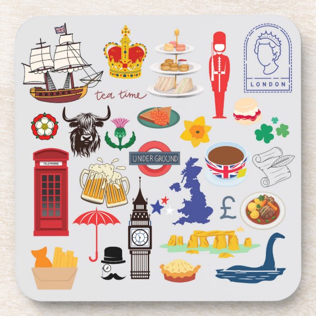 UK British Symbols Coaster (Front)
