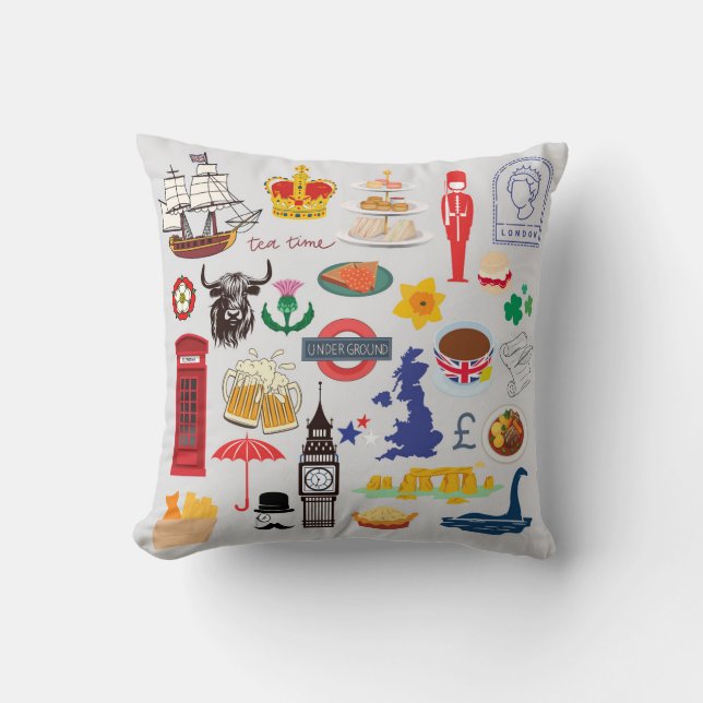 UK British Symbols Cushion (Front)