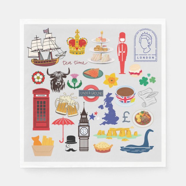  UK British Symbols Napkin (Front)