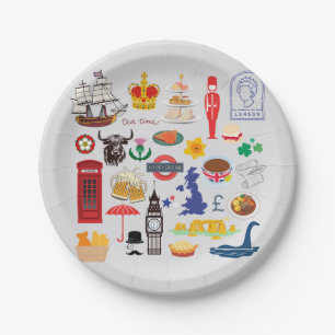 UK British Symbols Paper Plate