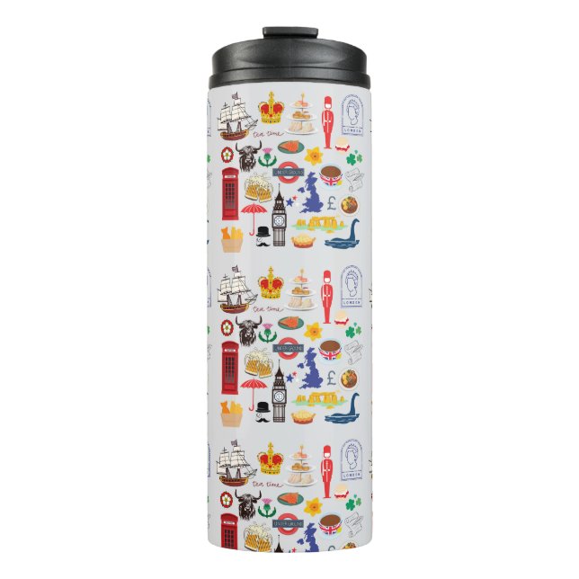 UK British Symbols Thermal Tumbler (Front)