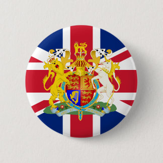 UK Coat of Arms & Flag 6 Cm Round Badge