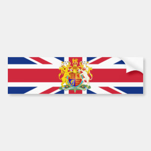 UK Coat of Arms & Flag Bumper Sticker