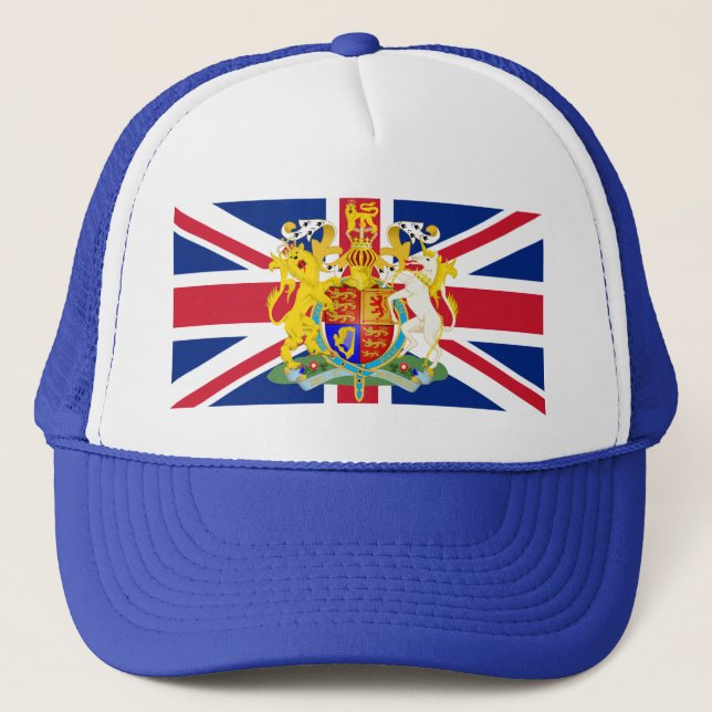 UK Coat of Arms & Flag Trucker Hat (Front)