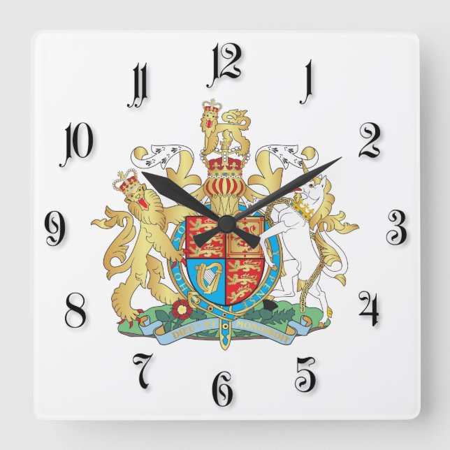 UK coat of arms Square Wall Clock (Front)