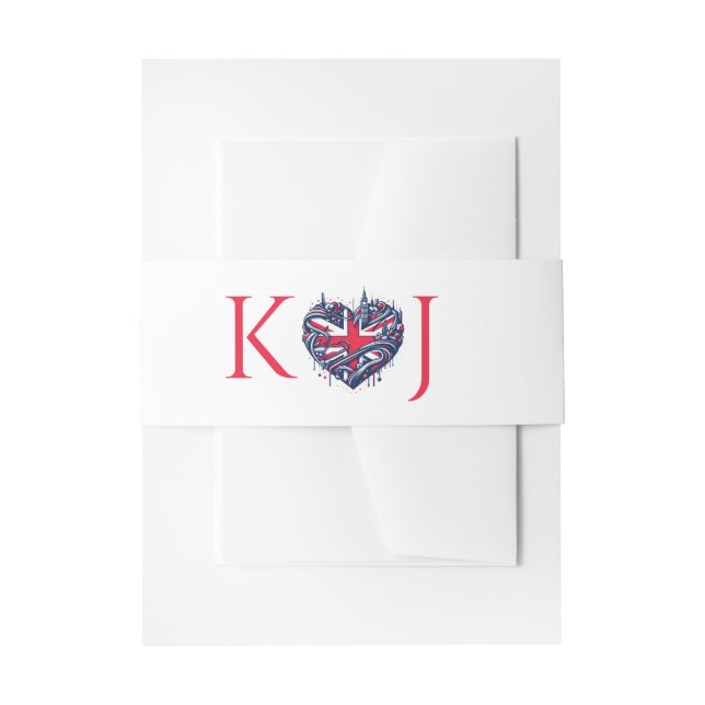 UK Couple Wedding Invitation Belly Band (Front Example)