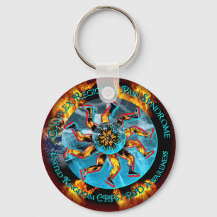 UK CRPS/RSD Awareness Flaming Globe 2f Keychain RE