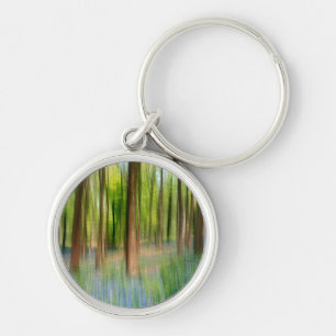 UK England Bluebell Oak Woodland in Springtime Key Ring