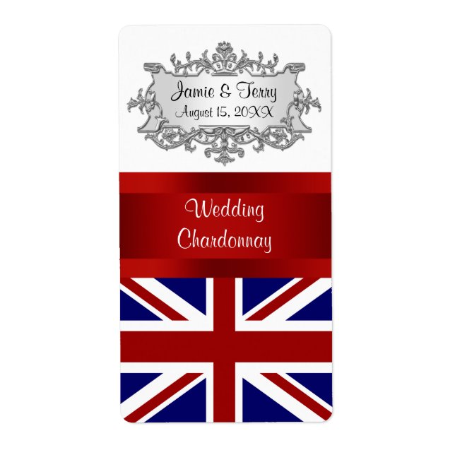 UK England Flag Event Party Wine Label (Front)