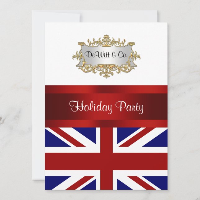 UK England Flag Party Invitation Red White Blue V (Front)