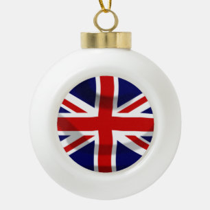 UK Flag Ceramic Ball Christmas Ornament
