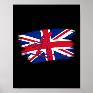 Uk Flag Cross Country Skiing Winter Sports Biathlo Poster