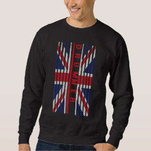UK Flag Drum Sticks Cool Patriotic British Drummer Sweatshirt